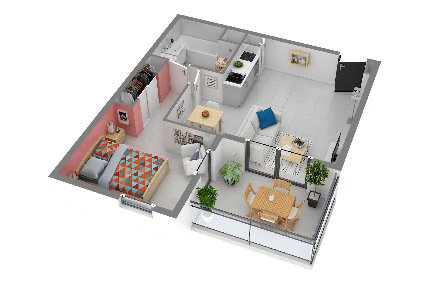 Plan 3D appartement modulable et prestations copie